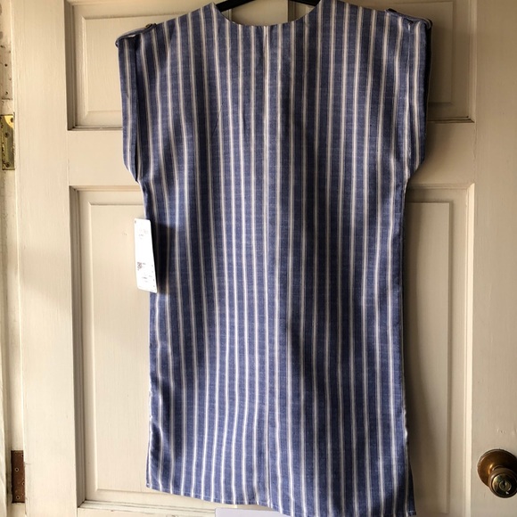 Love Tree Blue and White  Crisscross Striped Dress - Picture 2 of 8